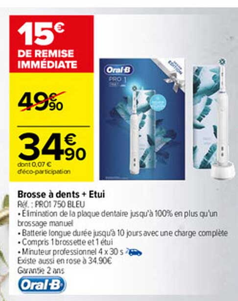 brosse à dents + étui oral-b