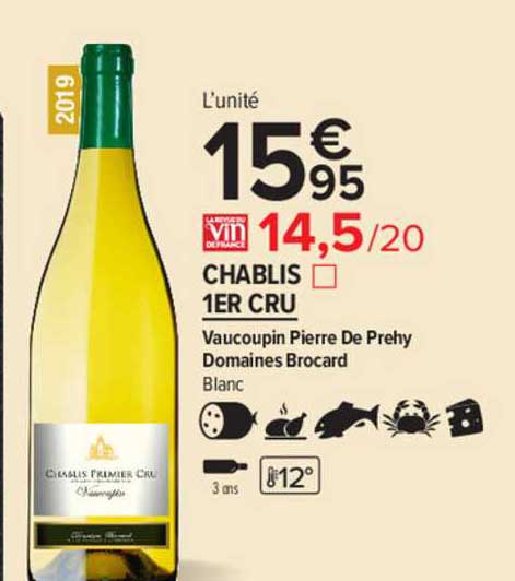 chablis 1er cru vaucoupin pierre de prehy domaines brocard blanc
