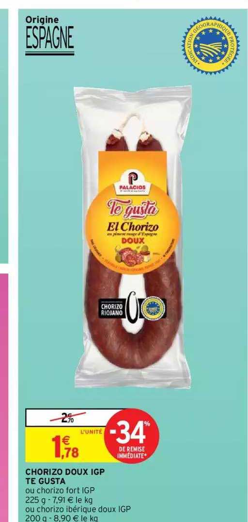 Chorizo Doux Igp Te Gusta