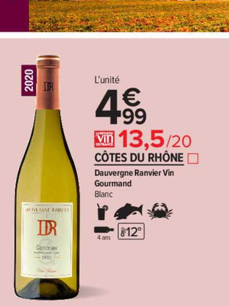 côtes du rhône dauvergne ranvier vin gourmand blanc