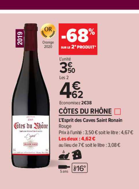 côtes du rhône l'esprit des caves saint ronain rouge