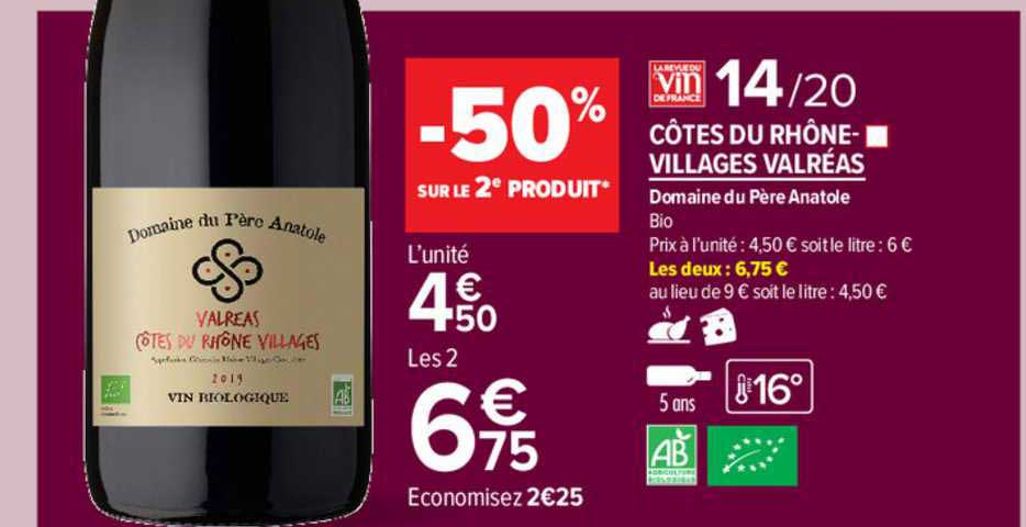 côtes du rhône-villages valréas domaine du père anatole bio