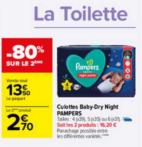 Culottes Baby-dry Night Pampers