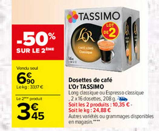 Dosettes De Café L'or Tassimo