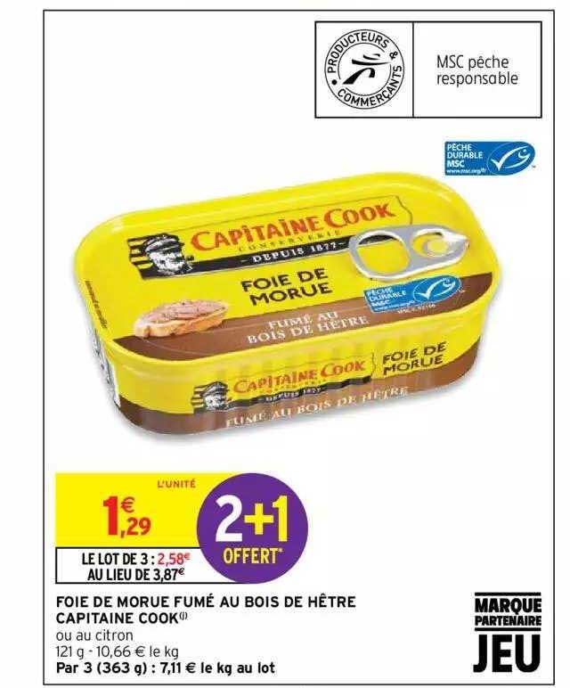 foie de morue fumé au bois de hêtre capitaine cook