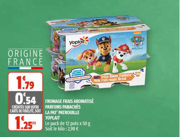 fromage frais aromatisé parfums panachés la pat' patrouille yoplait