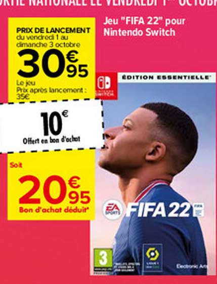 jeu "fifa 22" pour nintendo switch