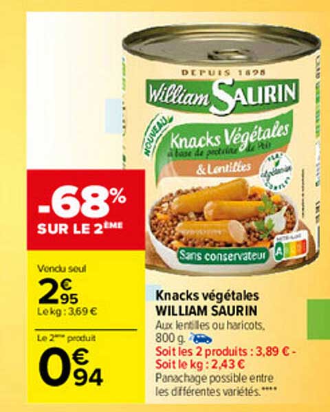 knacks végétales william saurin