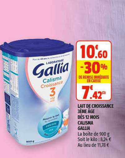 lait de croissance 3ème âge dès 12 mois calisma gallia
