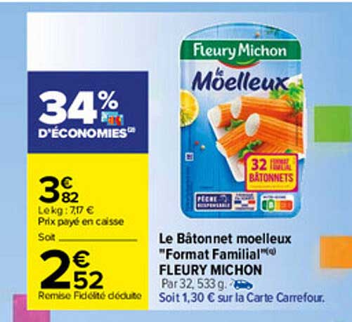 le bâtonnet moelleux "format familial" fleury michon