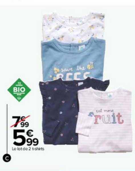 le lot de 2 t-shirts