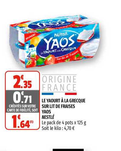 Le Yaourt à La Grecque Sur Lit De Fraises Yaos Nestlé