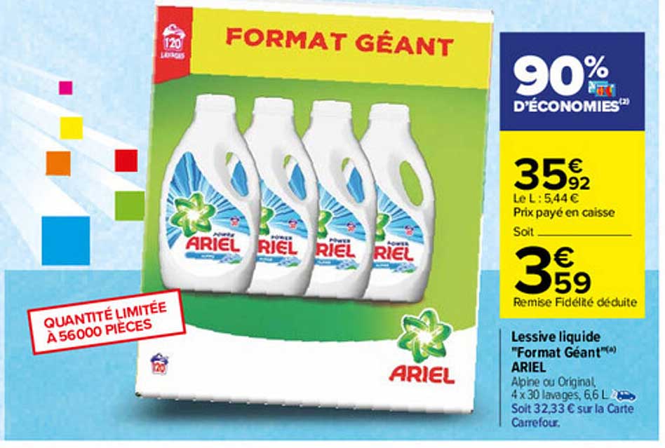 lessive liquide "format géant" ariel