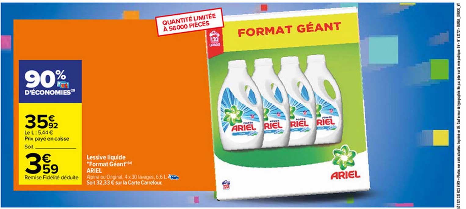 lessive liquide "format géant" ariel