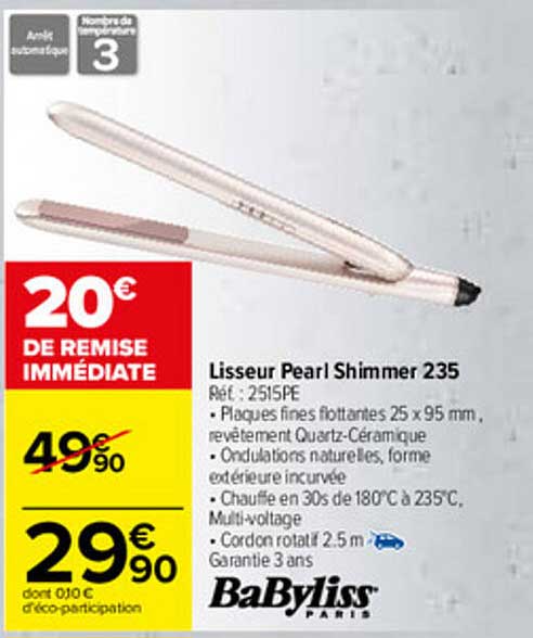 lisseur pearl shimmer 235 babyliss paris