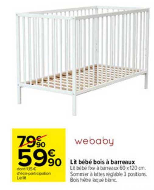 lit bébé bois à barreaux webaby
