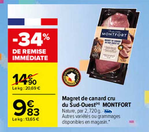 magret de canard cru du sud-ouest montfort