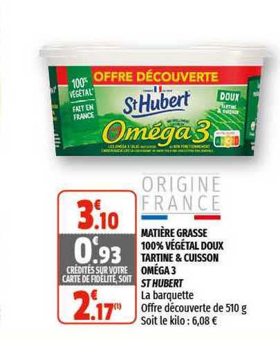 matière grasse 100% végétal doux tartine & cuisson oméga 3 st hubert