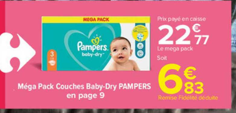 méga pack couches baby-dry pampers