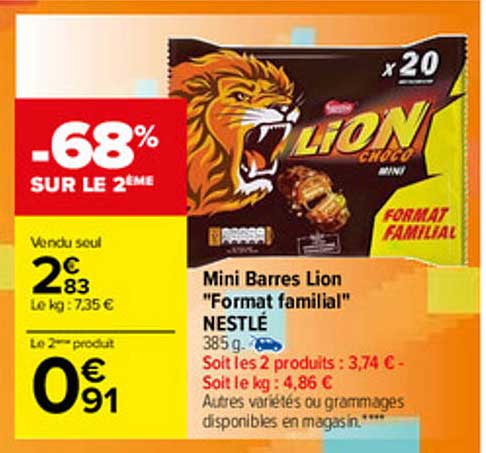 mini barres lion "format familial" nestlé