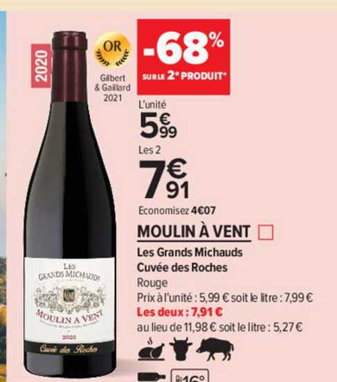 moulin à vent les grands michauds cuvée des roches rouge