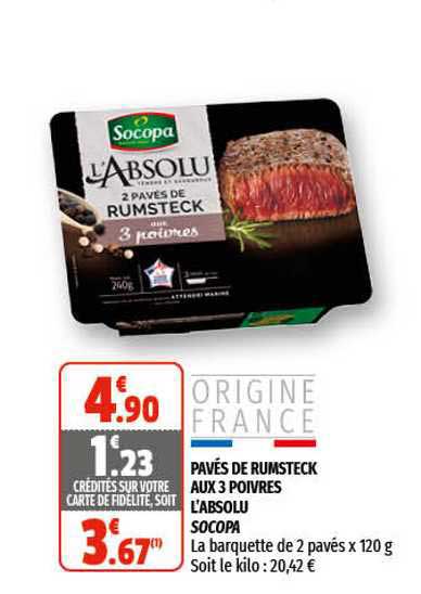 pavés de rumsteck aux 3 poivres l'absolu socopa