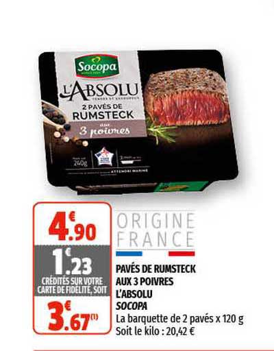 pavés de rumsteck aux 3 poivres l'absolu socopa