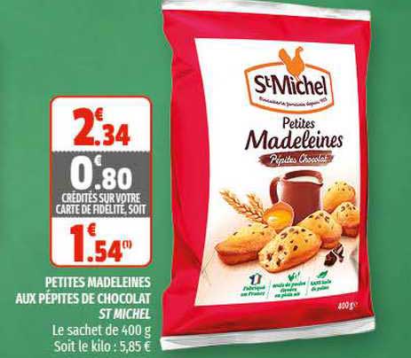 petites madeleines aux pépites de chocolat st michel