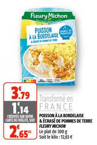 poisson à la bordelaise & écrasé de pommes de terre fleury michon