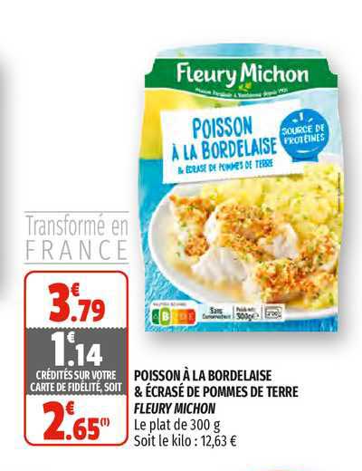 poisson à la bordelaise & écrasé de pommes de terre fleury michon
