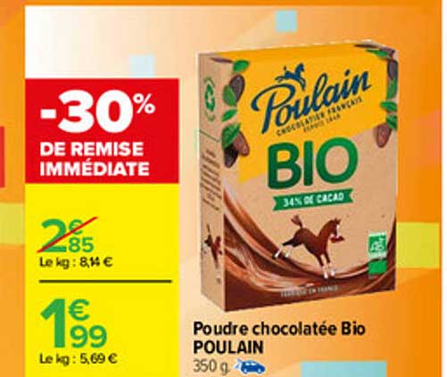 poudre chocolatée bio poulain