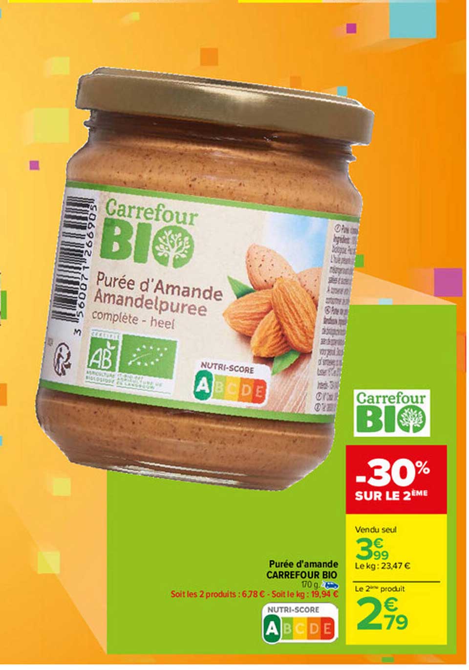 purée d'amande carrefour bio
