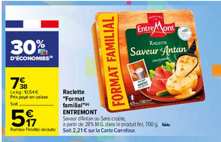 raclette "format familial" entremont