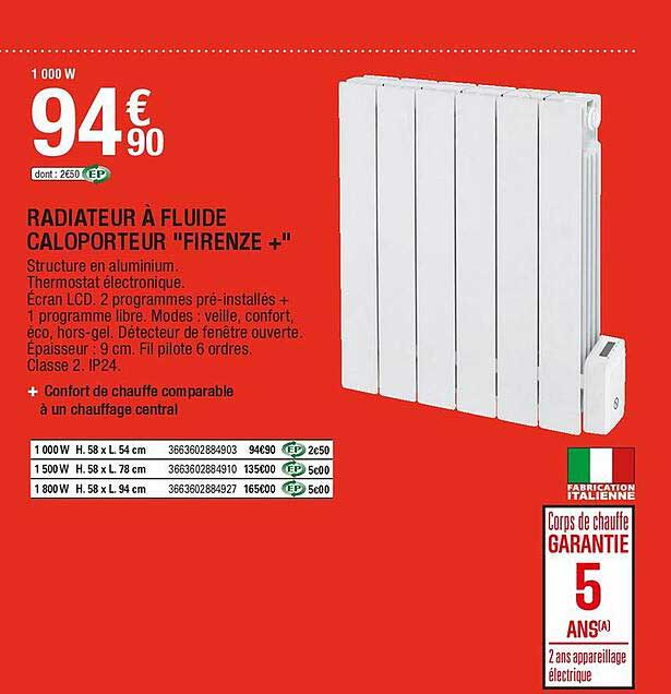 radiateur à fluide caloporteur "firenze+"
