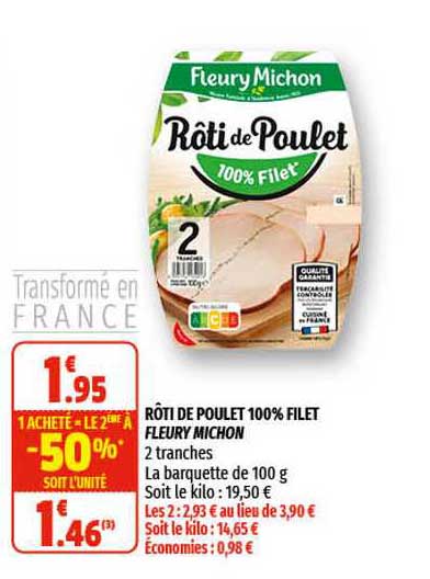 rôti de poulet 100% filet fleury michon