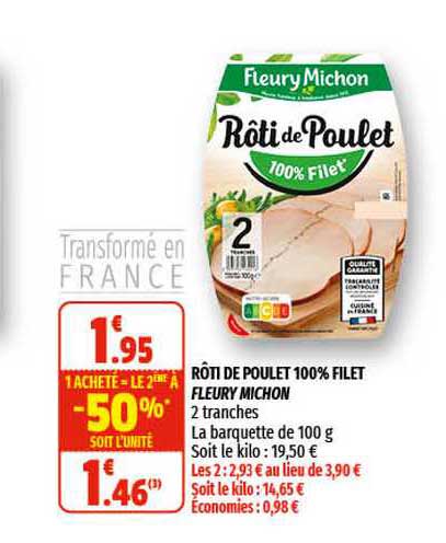 rôti de poulet 100% filet fleury michon