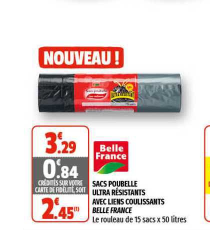 sacs poubelle ultra résistants avec liens coulissants belle france