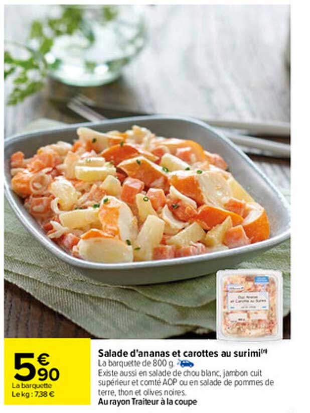 salade d'ananas et carottes au surimi