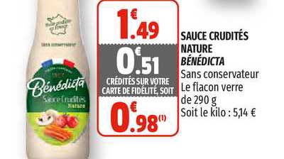 Sauce Crudités Nature Bénédicta