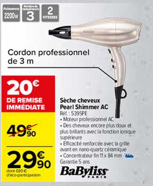 sèche cheveux pearl shimmer ac babyliss