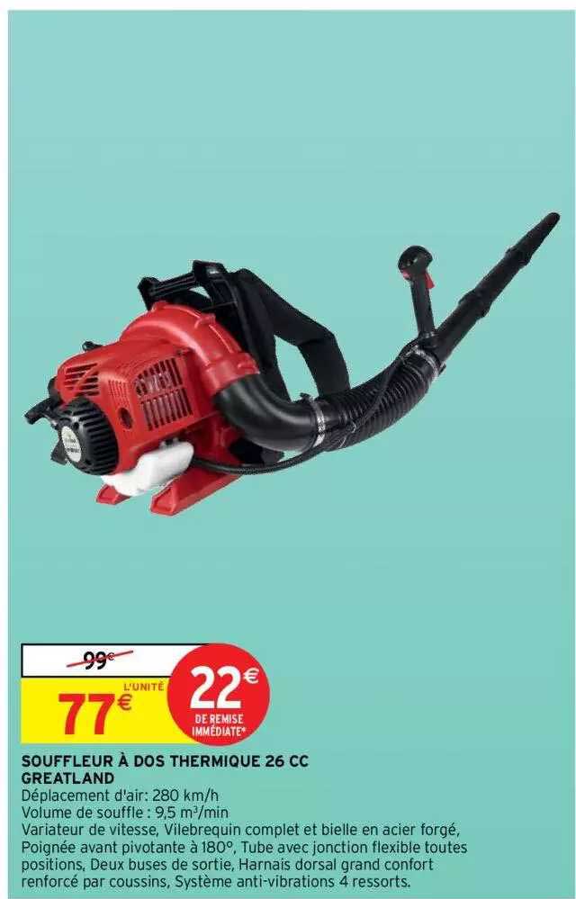 souffleur à dos thermique 26 cc greatland