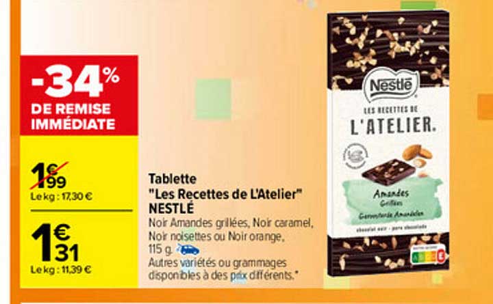 tablette "les recettes de l'atelier" nestlé