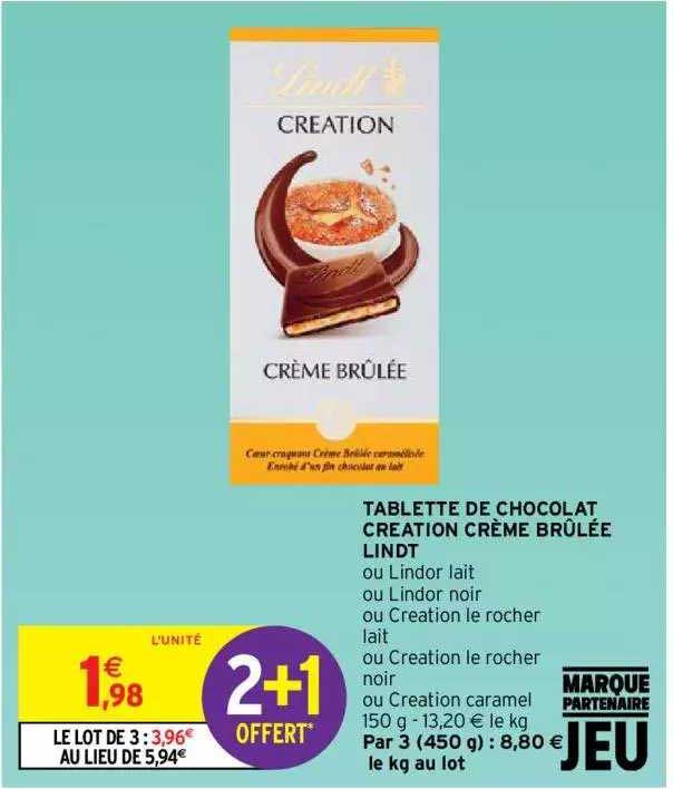 tablette de chocolat création crème brûlée lindt