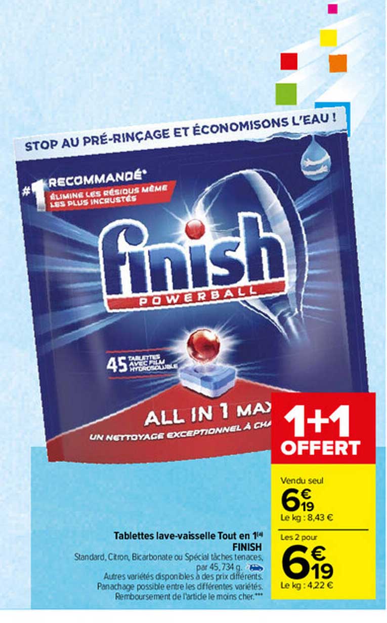tablettes lave-vaisselle tout en 1 finish