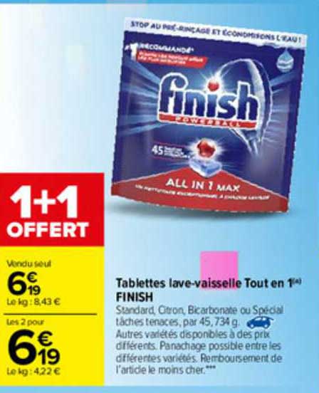 tablettes lave-vaisselle tout en 1 finish