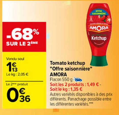 tomato ketchup "offre saisonnière" amora