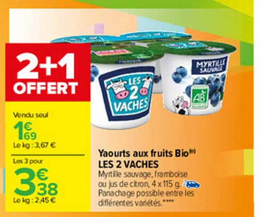 Yaourts Aux Fruits Bio Les 2 Vaches