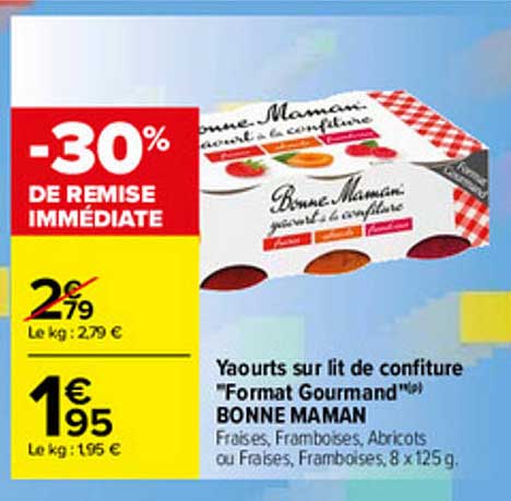 yaourts sur lit de confiture "format gourmand" bonne maman