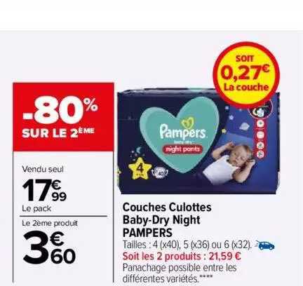 couches culottes baby-dry night pampers