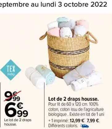 Lot De 2 Draps Housse Tex Baby